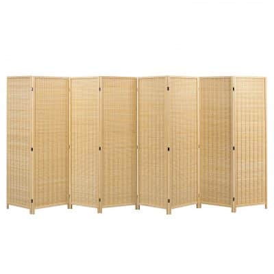 MyGift 8-Panel Freestanding Woven Bamboo Room Divider