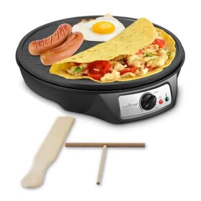 NutriChef Nonstick Electric Crepe Maker with an Adjustable Temperature Control
