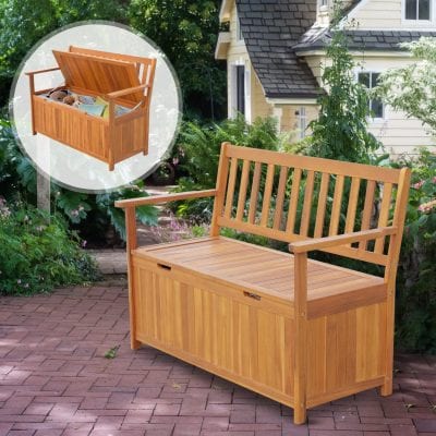 Out sunny 47" Wooden Outdoor Storage Bench
