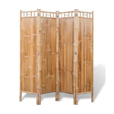 HELLOLAND Freestanding Bamboo Room Divider 4-Panels