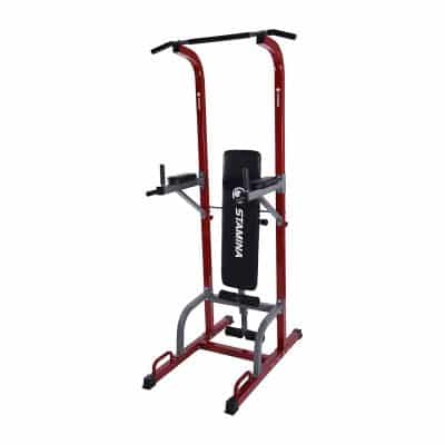 Stamina Full Body Power Tower with Weight Bar Holder and Upholstered Bench