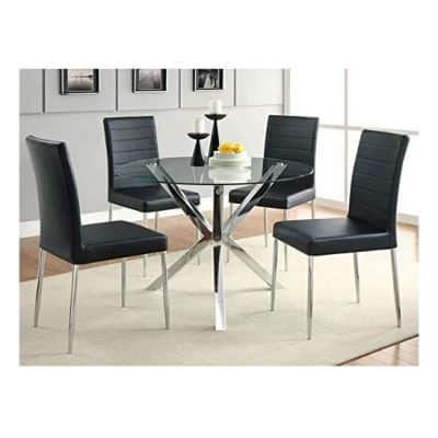 BOWERY HILL Round Glass-Top Contemporary Dining Table