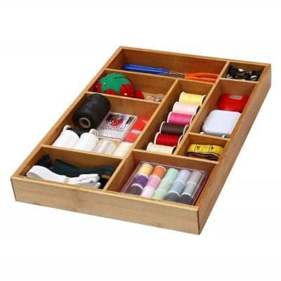YBM Home Bamboo Drawer 9 Compartments Organizer