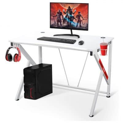 LYNSLIM Gaming Desk for Home Office (White)