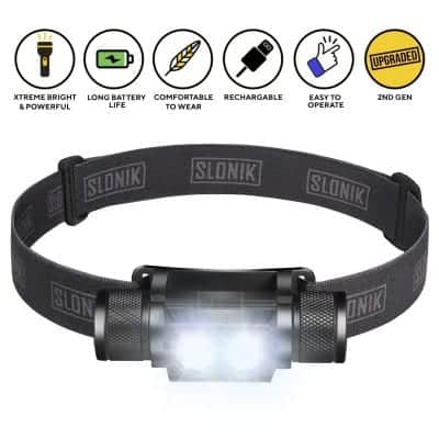 Slonik 1000 Lightweight Led USB Rechargeable Camping Headlamp