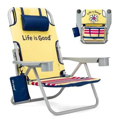 Life is Good Backpack Beach Chair with Cooler