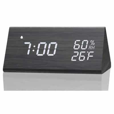 JALL Digital Alarm Clock, with Wooden Electronic LED Time Display