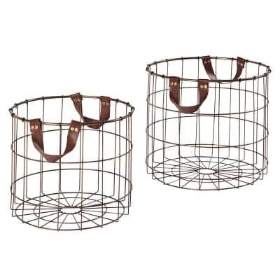 Stone & Beam Round Wire Laundry Basket, Brown