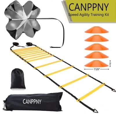 Canppny Training Agility Ladder with Carrying Bag, Resistance Parachute