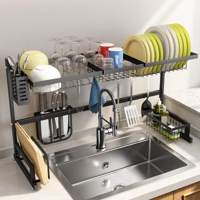 SNTD Width Adjustable Over Sink Dish Racks