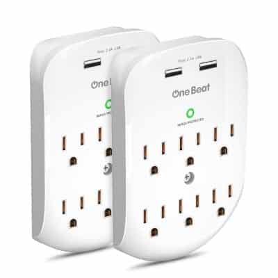 One Beat 2 Pack Wall Surge Protector with USB Charging Ports
